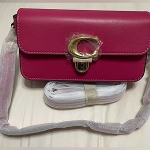 Fashion Coach Minimalist Hot Pink Genuine Leather Sexy Crossbody Bag Hand Purse